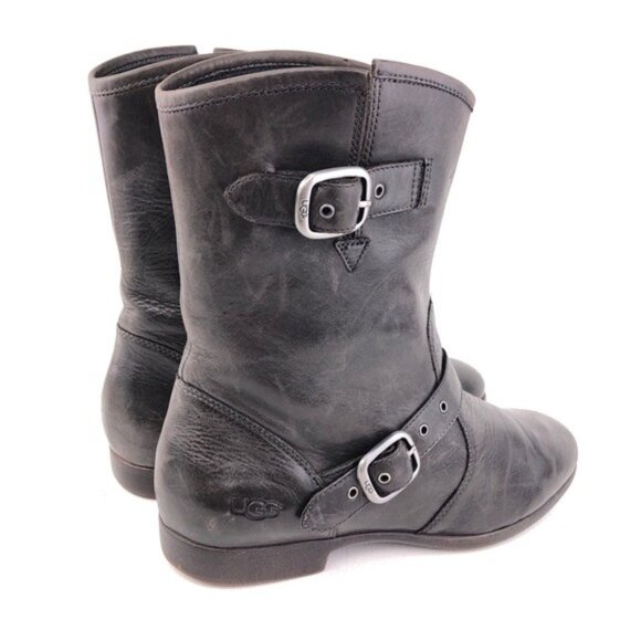 UGG Frances Antiqued Leather Pull on Moto Boots 8 - Picture 6 of 14